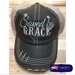 Saved by grace ball cap